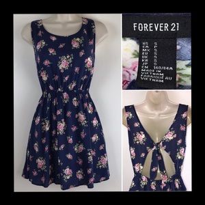 A-LINE Skater floral blue dress